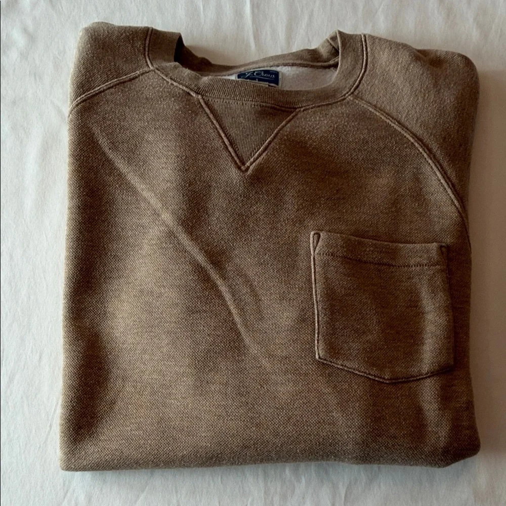J. Crew Men's Tan Sweatshirt with Chest Pocket